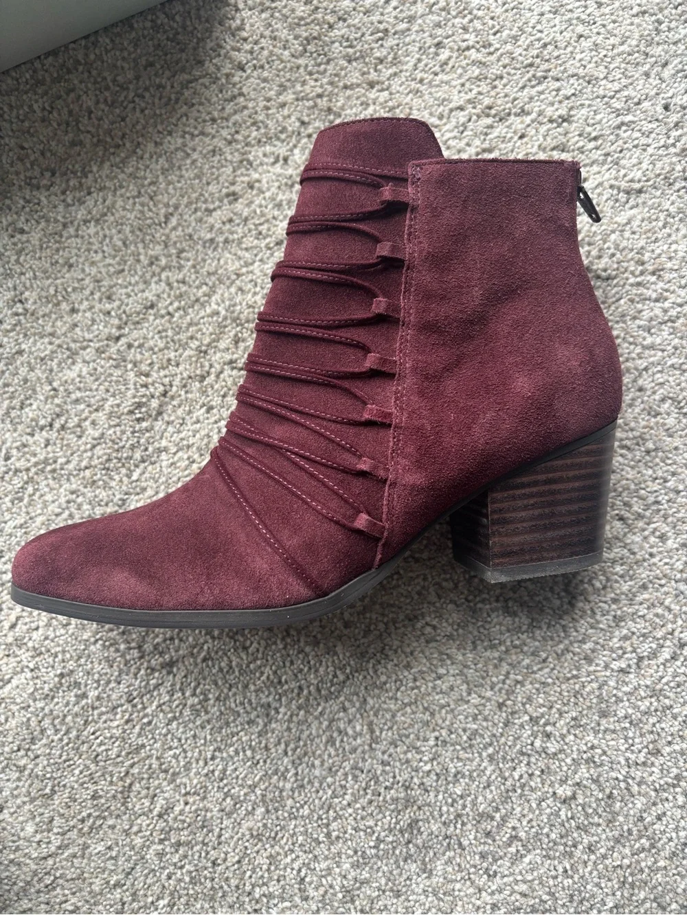Women’s Sole Society Bellevue Suede Corset Ankle Booties - Bordeaux (Size 7M)